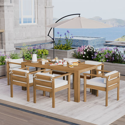 Rustic Patio Dining Set For 6 With Removable Cushions