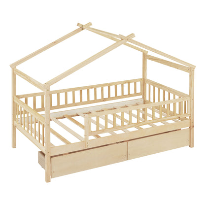 House Bed With 2 Drawers
