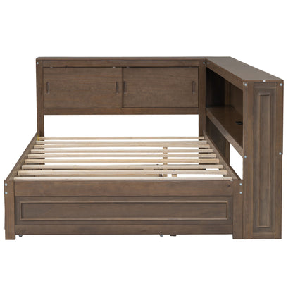 Daybed With Storage Shelves, LED, USB, And Trundle