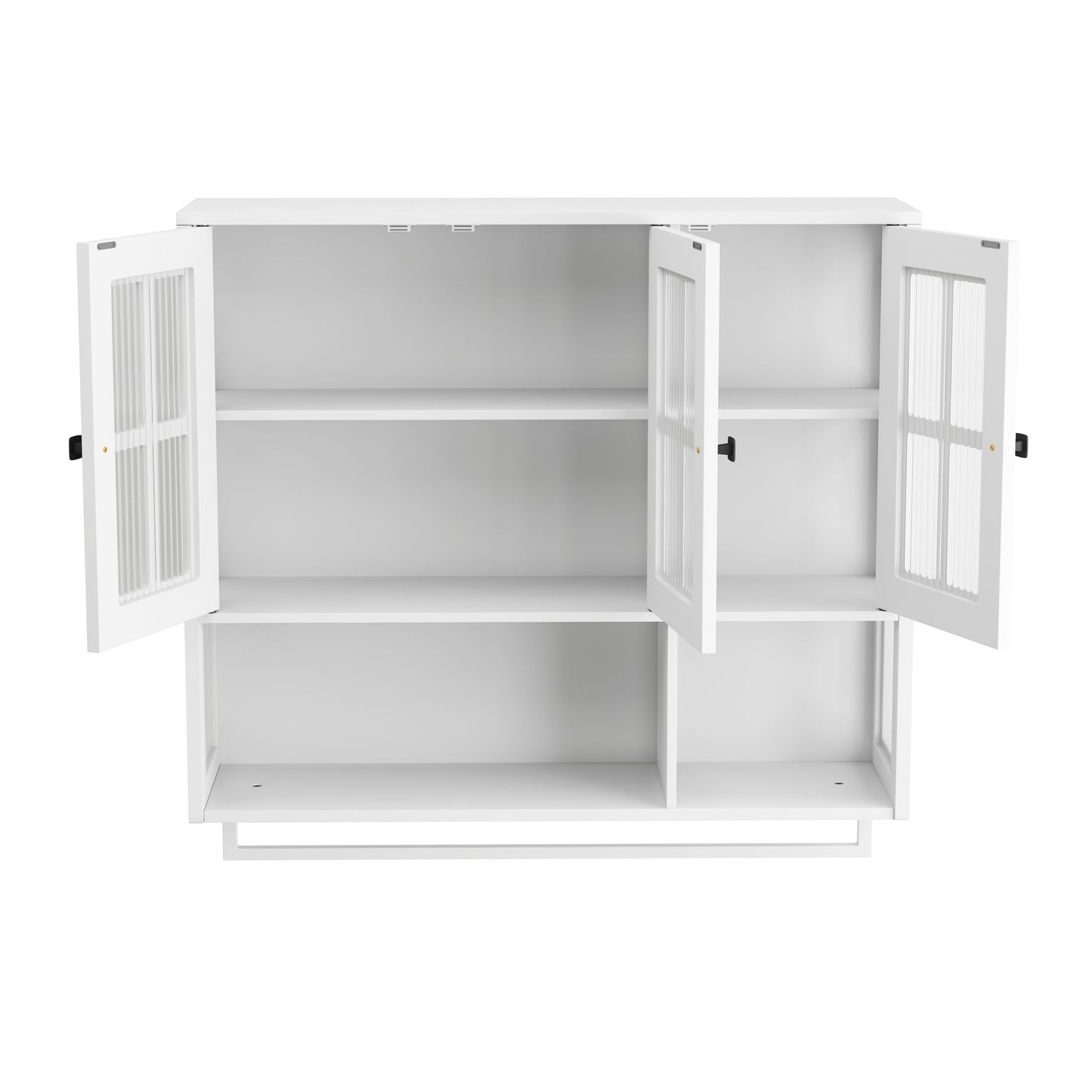 3 Door Wall Cabinet With Glass Door And Towel Bar