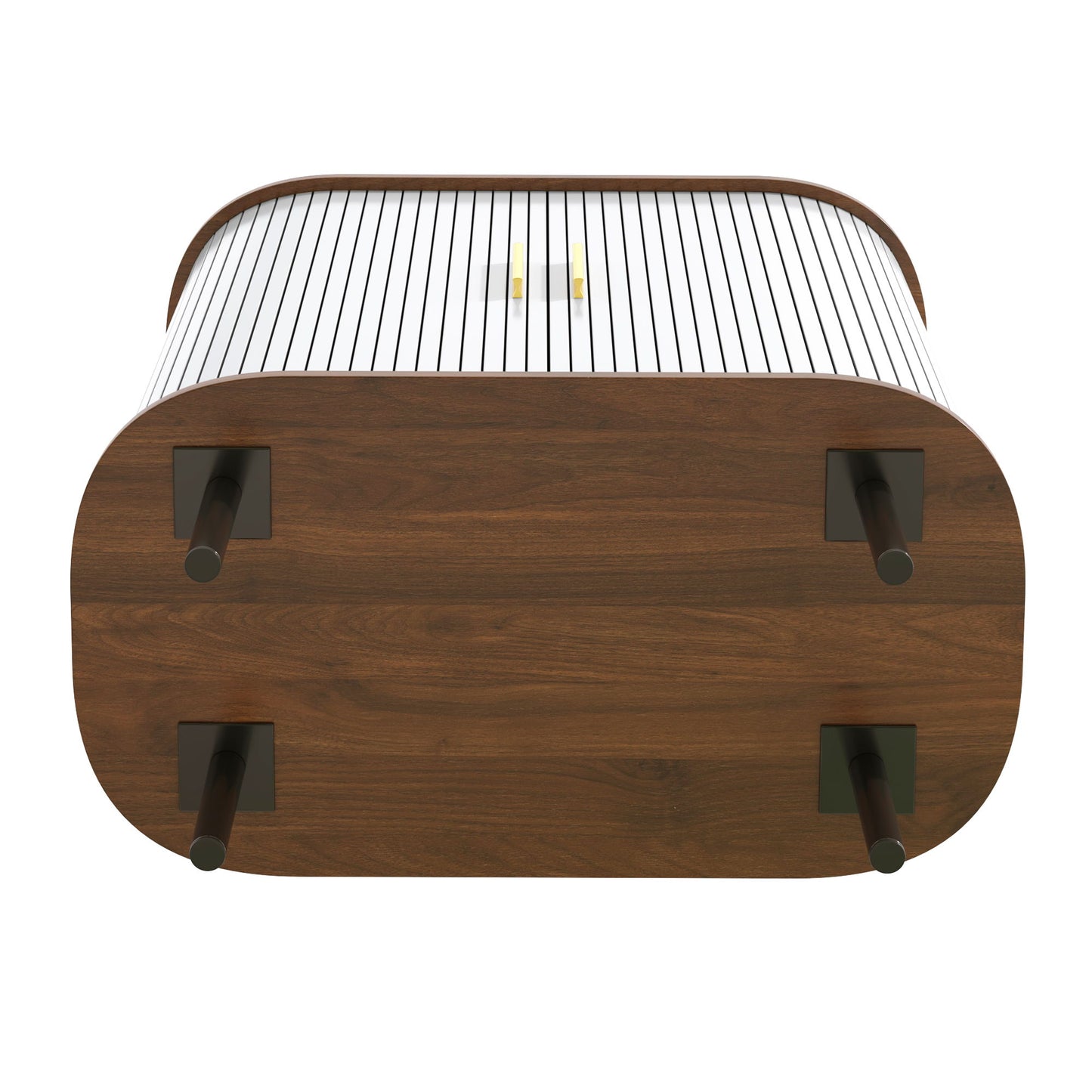 Fluted Wine Bar Cabinet With 8 Grid Wine Rack, 5 Level Adjustable Shelves, 2 Glass Holders