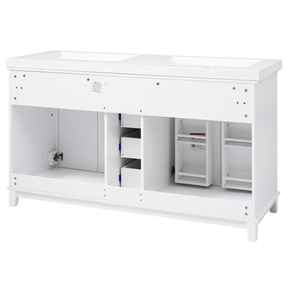 Bathroom Vanity With Double Sinks, 3 Drawers & 4 Doors, Soft Close, All Open Back Design - White