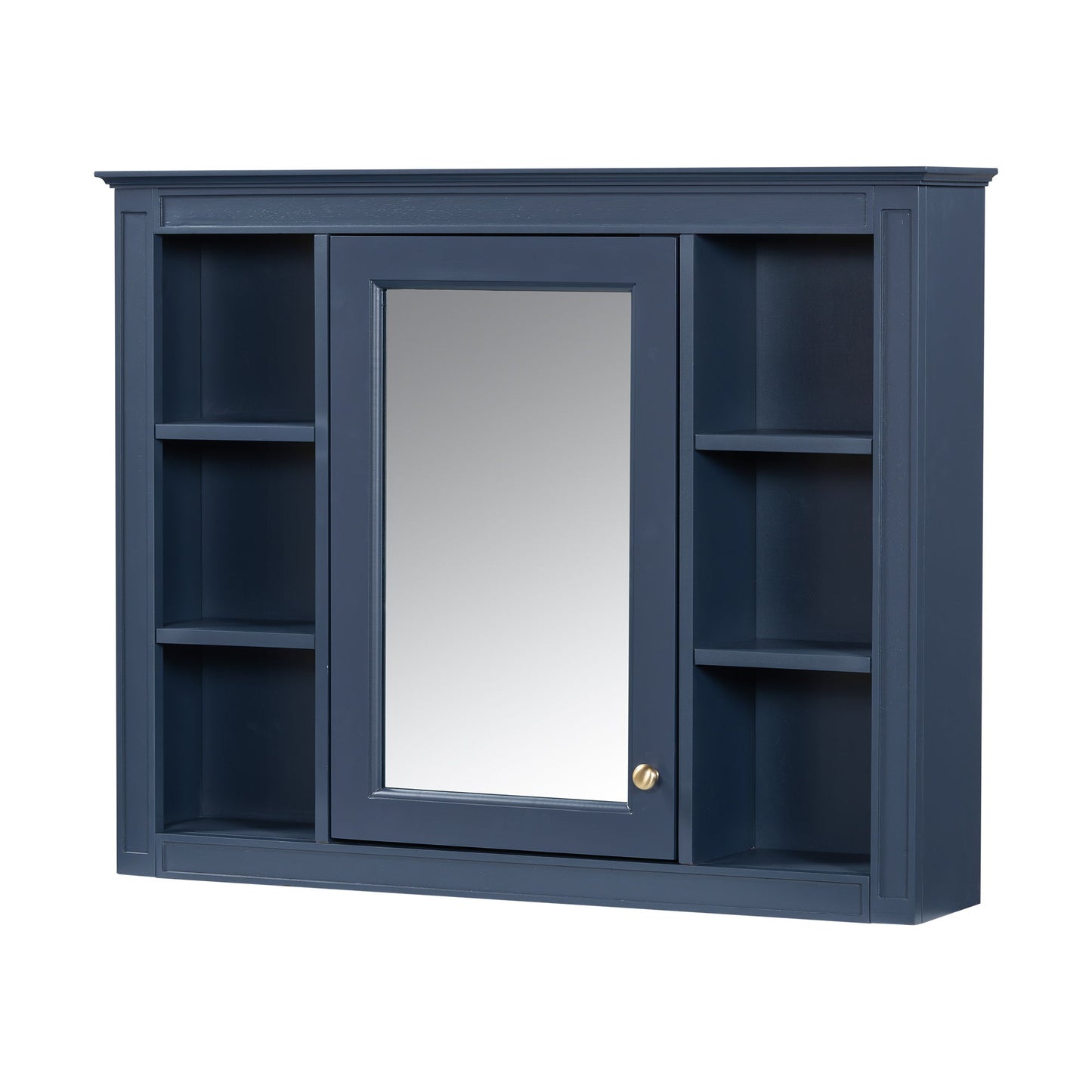 Bathroom Vanity With Mirror Cabinet, Single Sink With 2 Soft Closing Doors And 4 Drawers