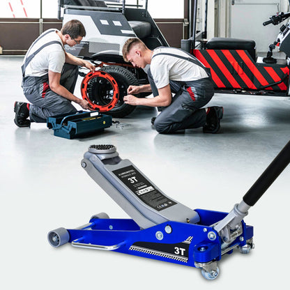 Hydraulic Trolley Floor Jack With Extra Saddle, Fits Suvs And Extended Height Trucks - Blue / Silver