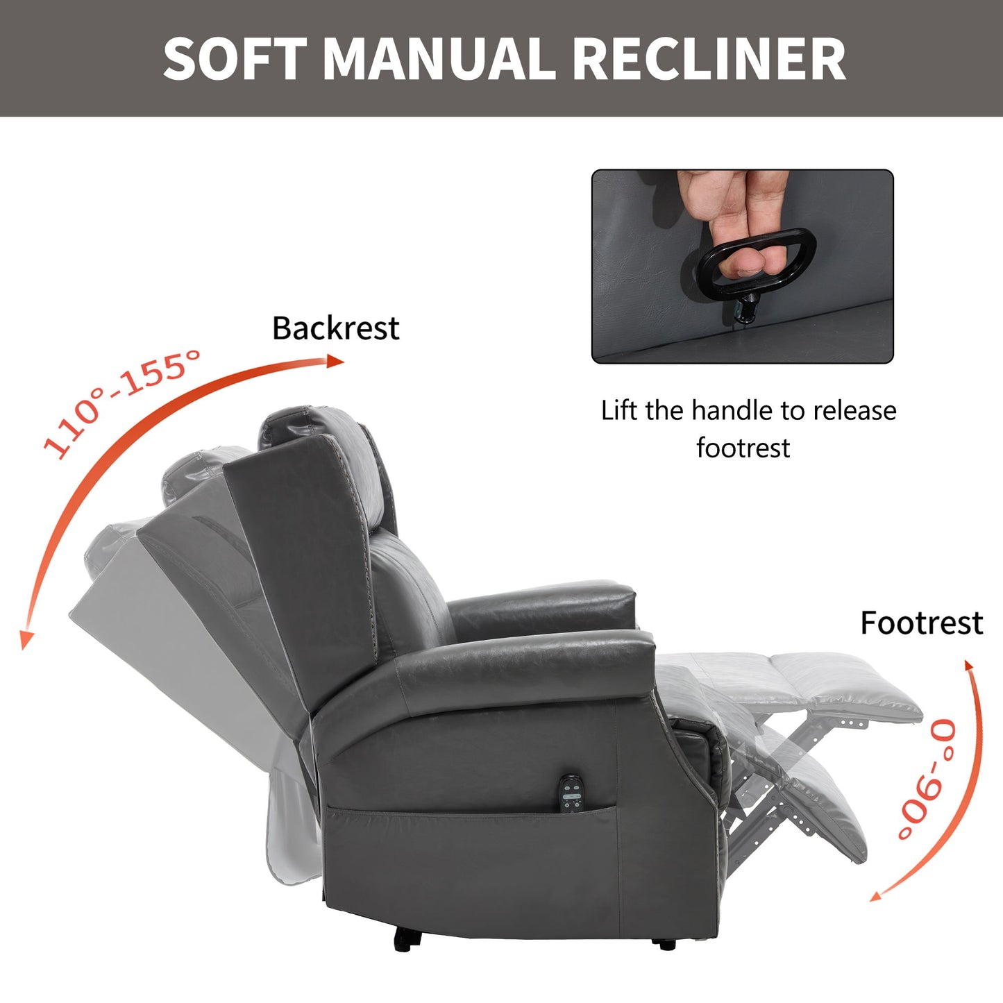 Manual Recliner Chair With Heavy Duty Motion Mechanism, 8 Vibrating Nodes And 3 Massage Modes For Living Room
