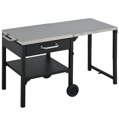 Foldable Outdoor Kitchen Cart With Storage For Patio
