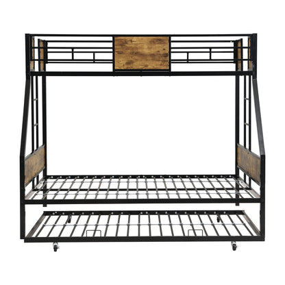 Modern Metal Bunk Bed With Side Ladders And Guardrail