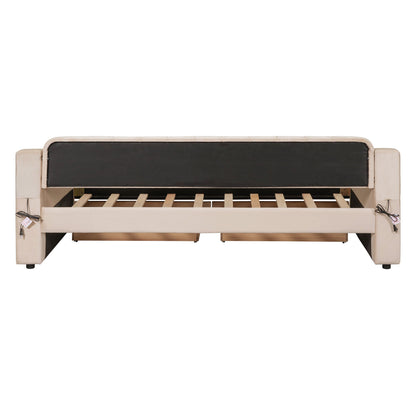 Upholstered Daybed With Storage Armrests And USB Port