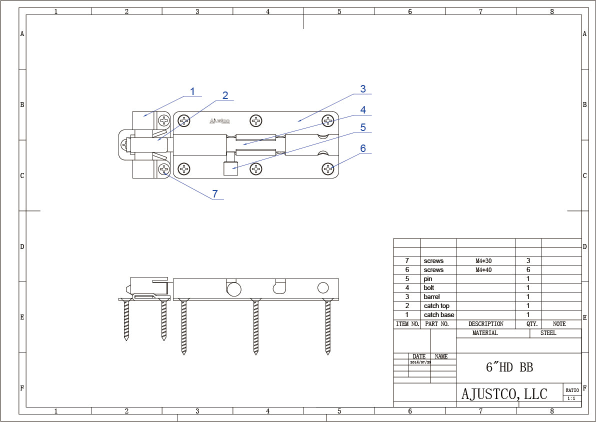 Ajustlock 6" Zinc Ajustable Heavy Duty Barrel Bolt