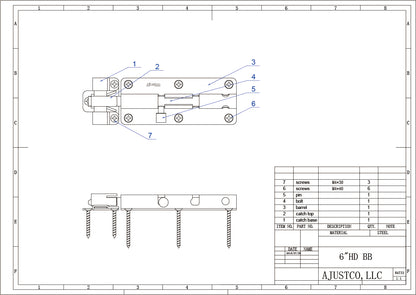 Ajustlock 6" Zinc Ajustable Heavy Duty Barrel Bolt