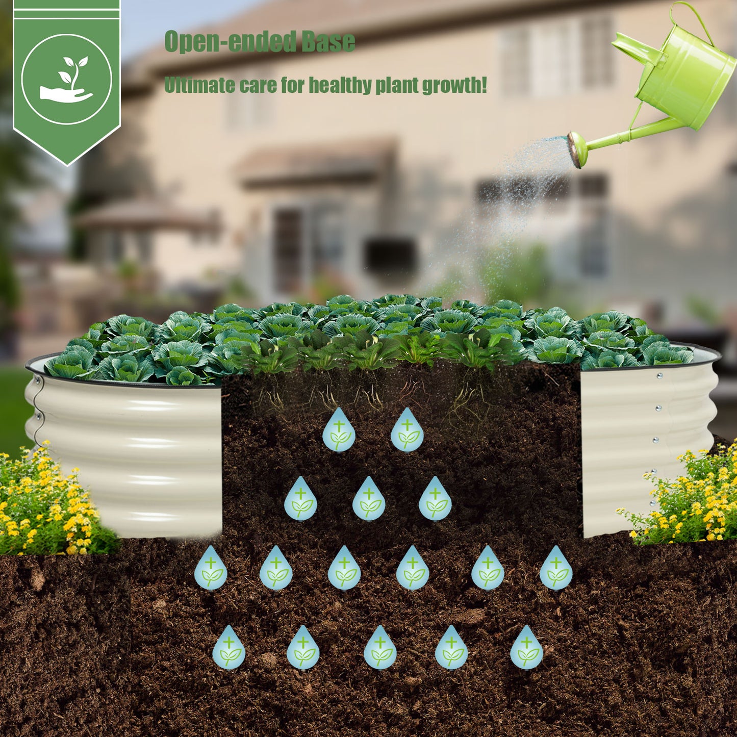 6-in-1 Modular Metal Raised Garden Bed (Beige)