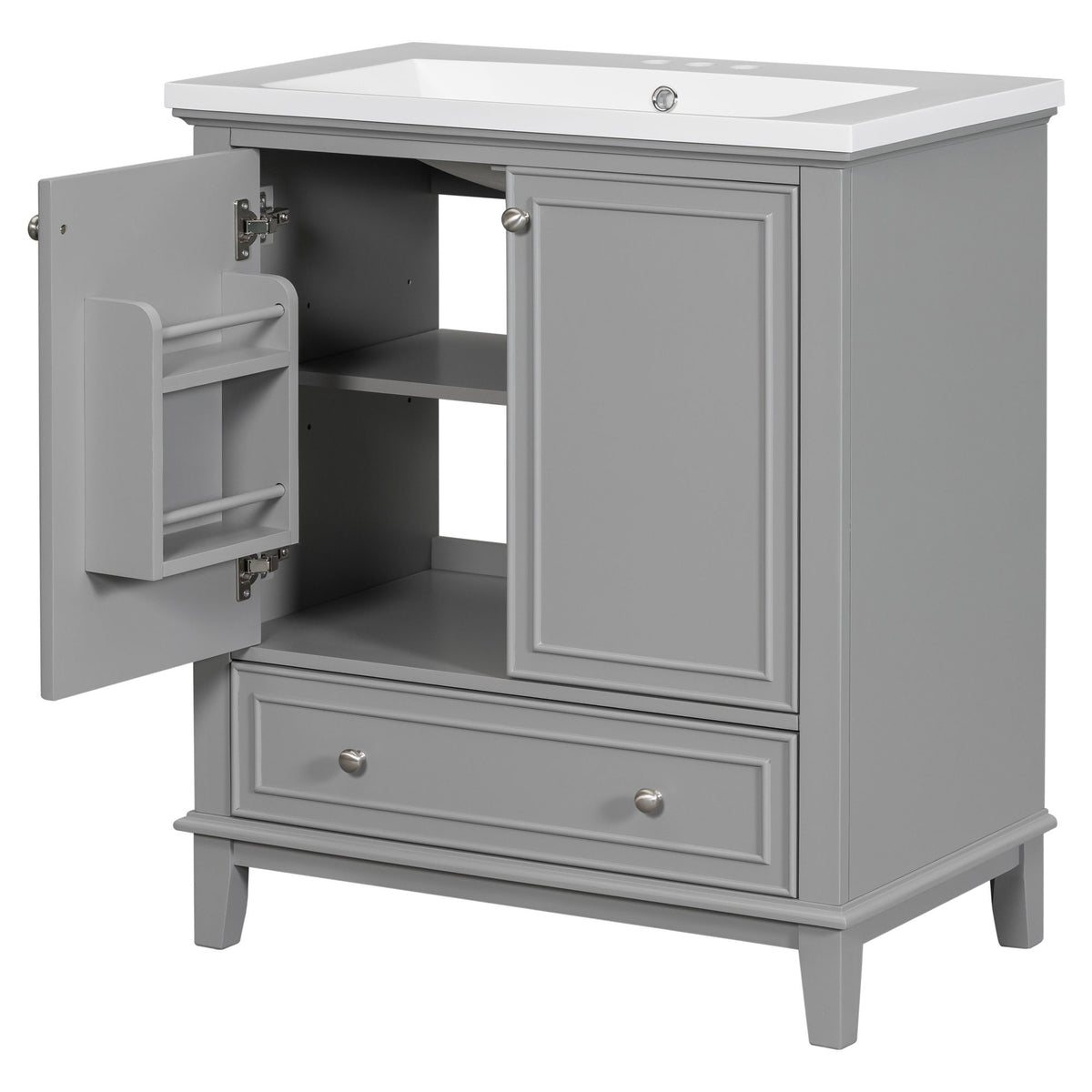 Modern Bathroom Vanity With Sink Combo, Multi Functional Cabinet With Doors And Drawer