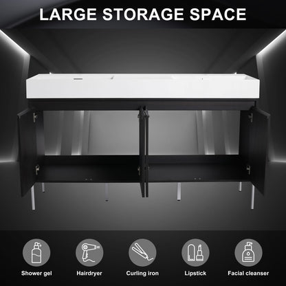 Freestanding Bathroom Vanity With Resin Sink And Storage Cabinet