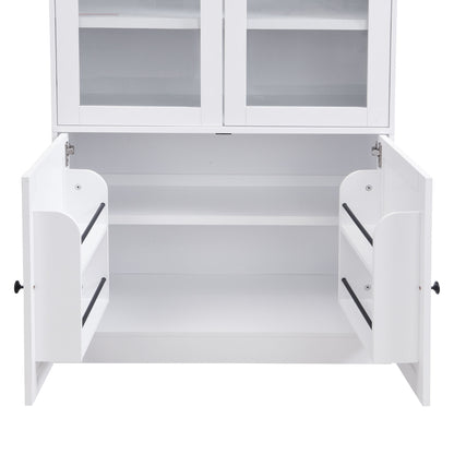 Tall Arched Top Storage Cabinet With 5 Tier Shelves, Soft Close Hinges