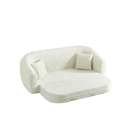 Curved Convertible Sofa, 2 In 1 Fold Out Bed With Pull Out Base And Deep Seat
