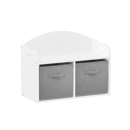 Toy Box Bench With Collapsible Drawers, Storage Cabinet Organizer - White