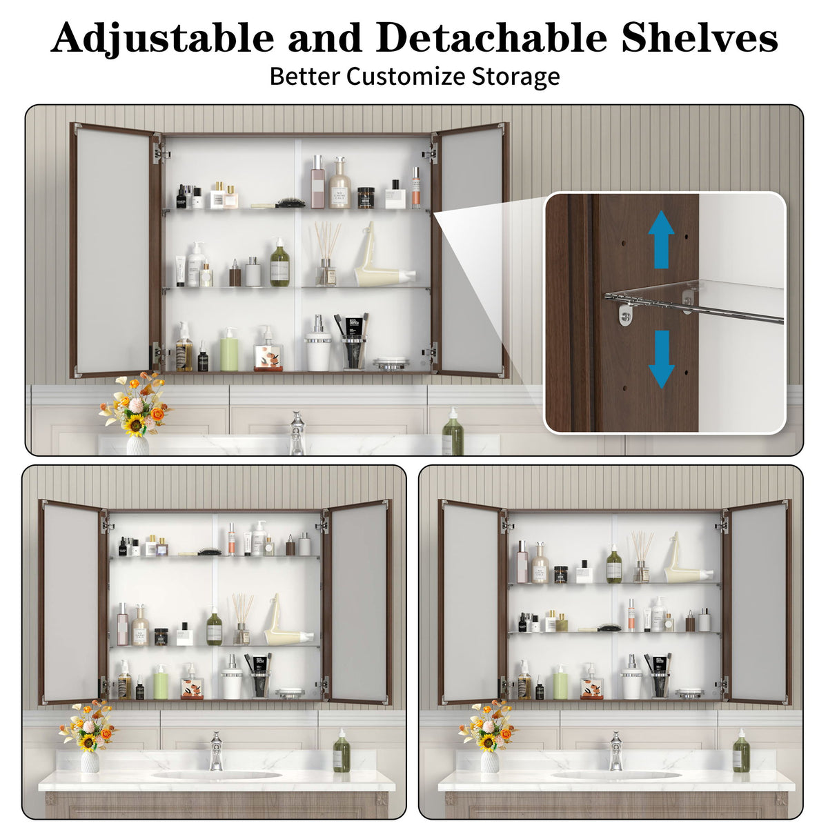 Medicine Cabinet, Wall Mounted Bathroom Mirror With Storage