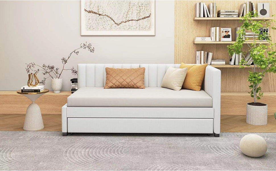 Upholstered Daybed, Sofa Bed Frame, No Box Spring Needed