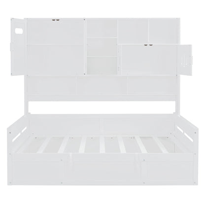 Daybed With All-In-One Cabinet And Shelf