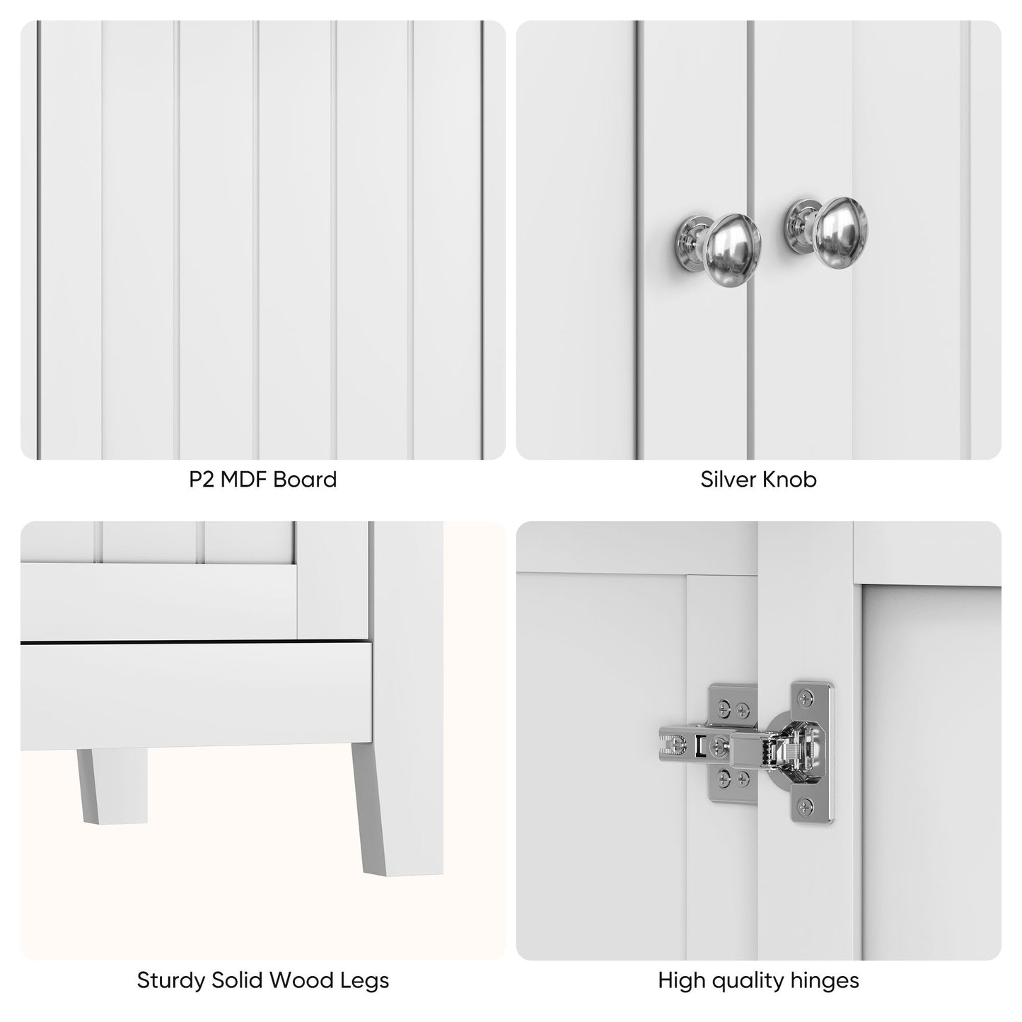 Double Door Storage Cabinet With Knobs - White