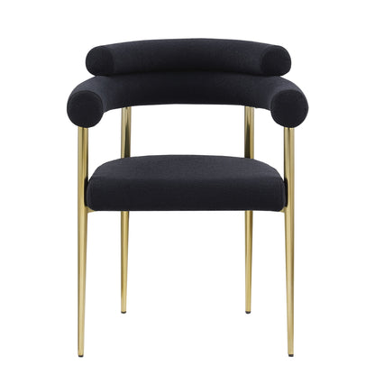 Dining Chairs (Set of 2), Mid-Century Modern Dining Chairs, Kitchen Dining Room Chairs, Round Boucle Backrest Sherpa Dining Chair With Brushed Metal Legs