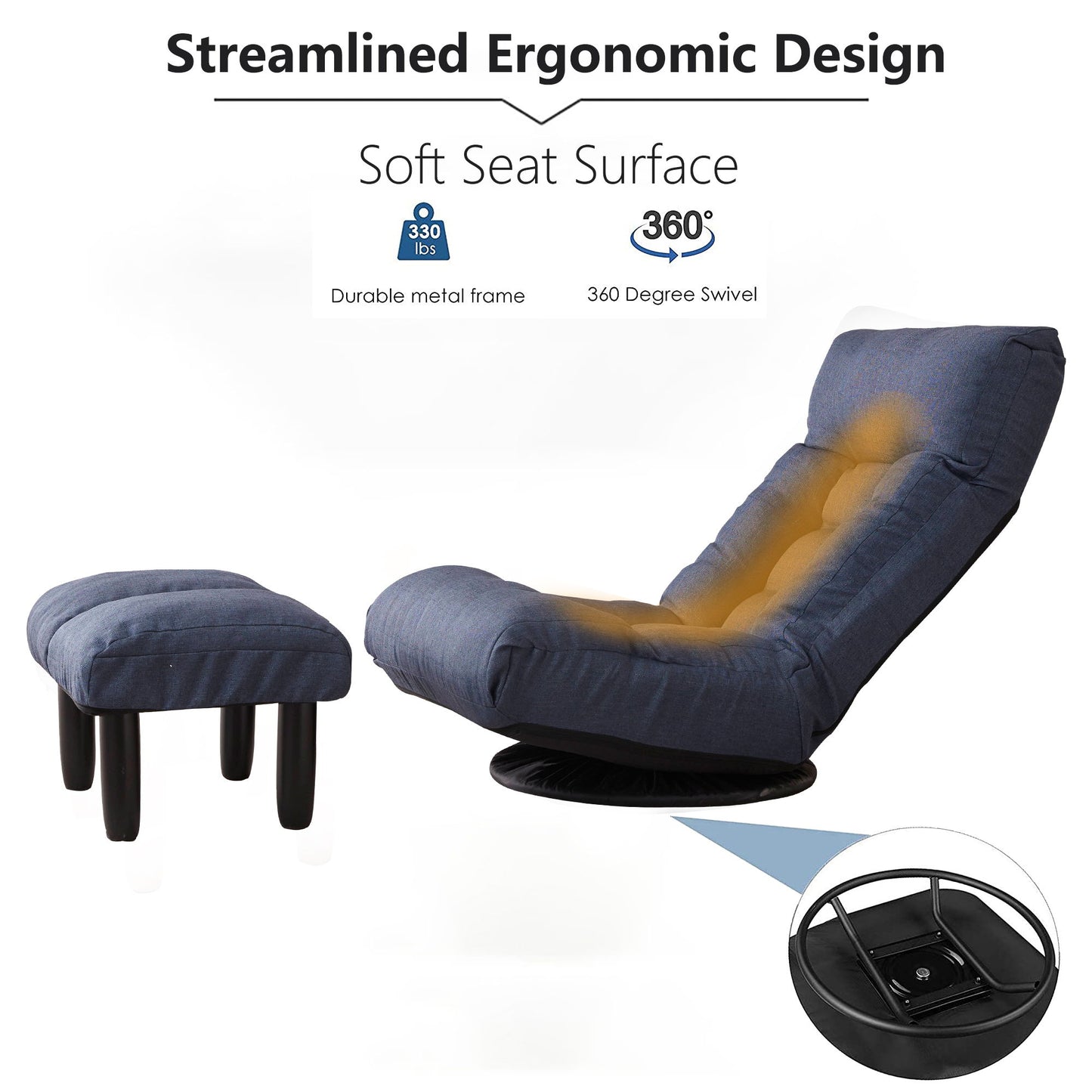 Adjustable Japanese Reclining Floor Chair Sofa With Metal Frame For Living Room