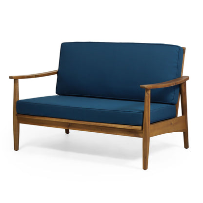 Outdoor Acacia Wood Loveseat Set With Coffee Table