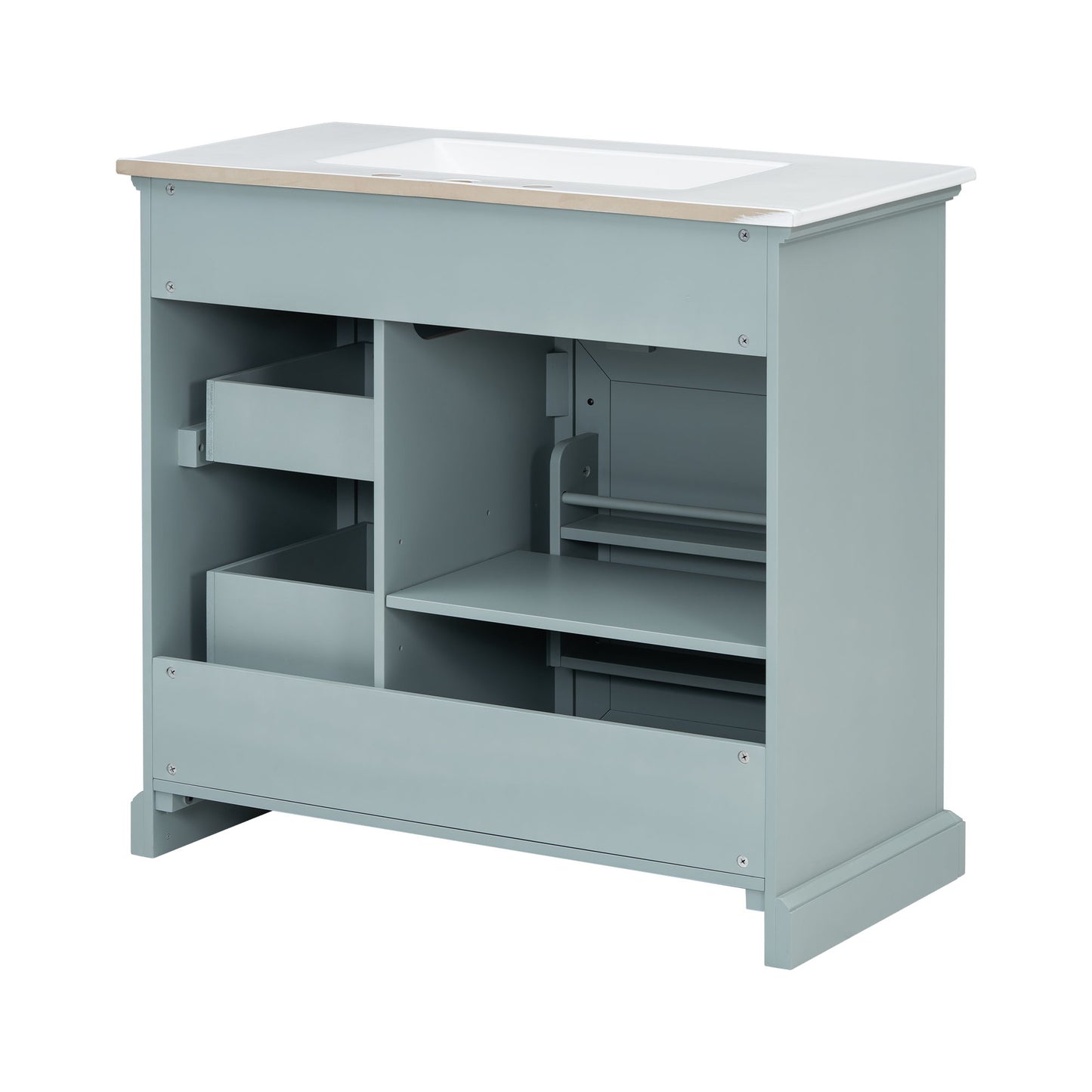 36" Bathroom Vanity With Sink, 2 Tip Out Drawers, Soft Close Hinges