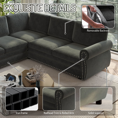 L-Shaped Sofa Couch With Pull-Out Bed