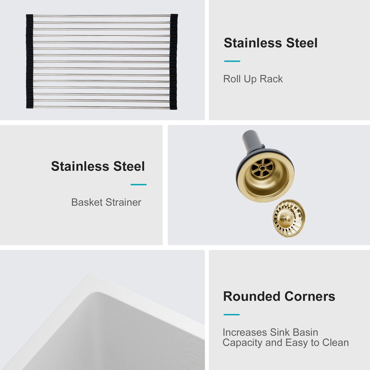 Modern Quartz Kitchen Sink Undermount Granite Composite