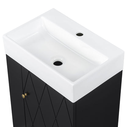 Modern Bathroom Vanity With Sink, Diamond Pattern Doors