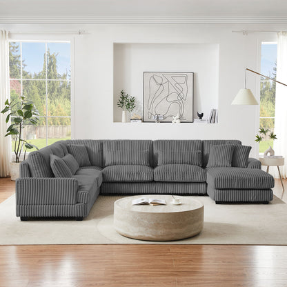 Oversized Sectional Sofa U - Shaped Sofa Couch Modern Sofa Upholstered In Soft With A Chaise Lounge For Living Room