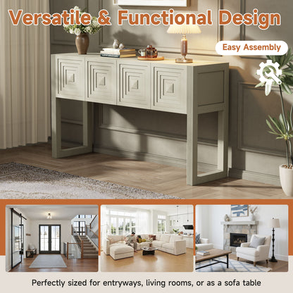 Geometric Carved Console Table With 3 Soft Close Drawers