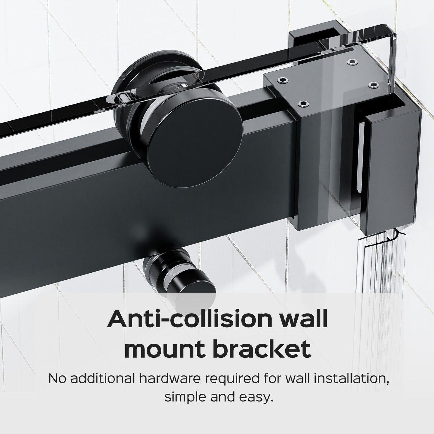 Frameless Double Sliding Shower Door In, Thick Tempered Glass, Reversible Installation