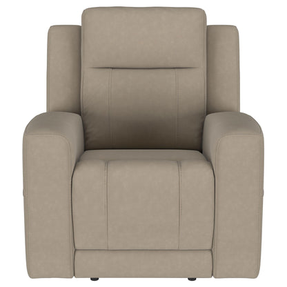 Slater - 3 Piece Upholstered Reclining Sofa Set And Built In Storage - Taupe