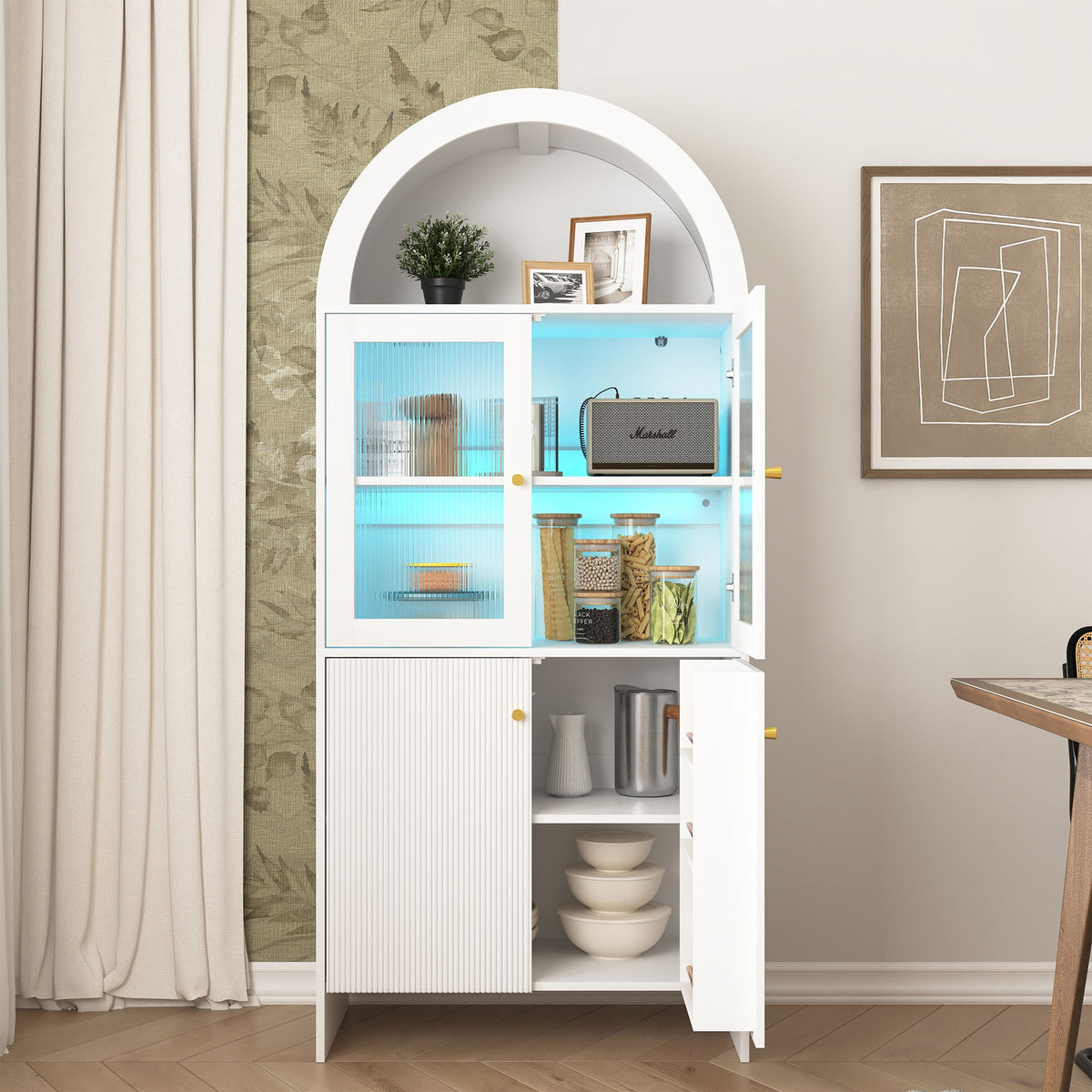 Modern Tech Inspired Dome Cabinet With LED Lighting