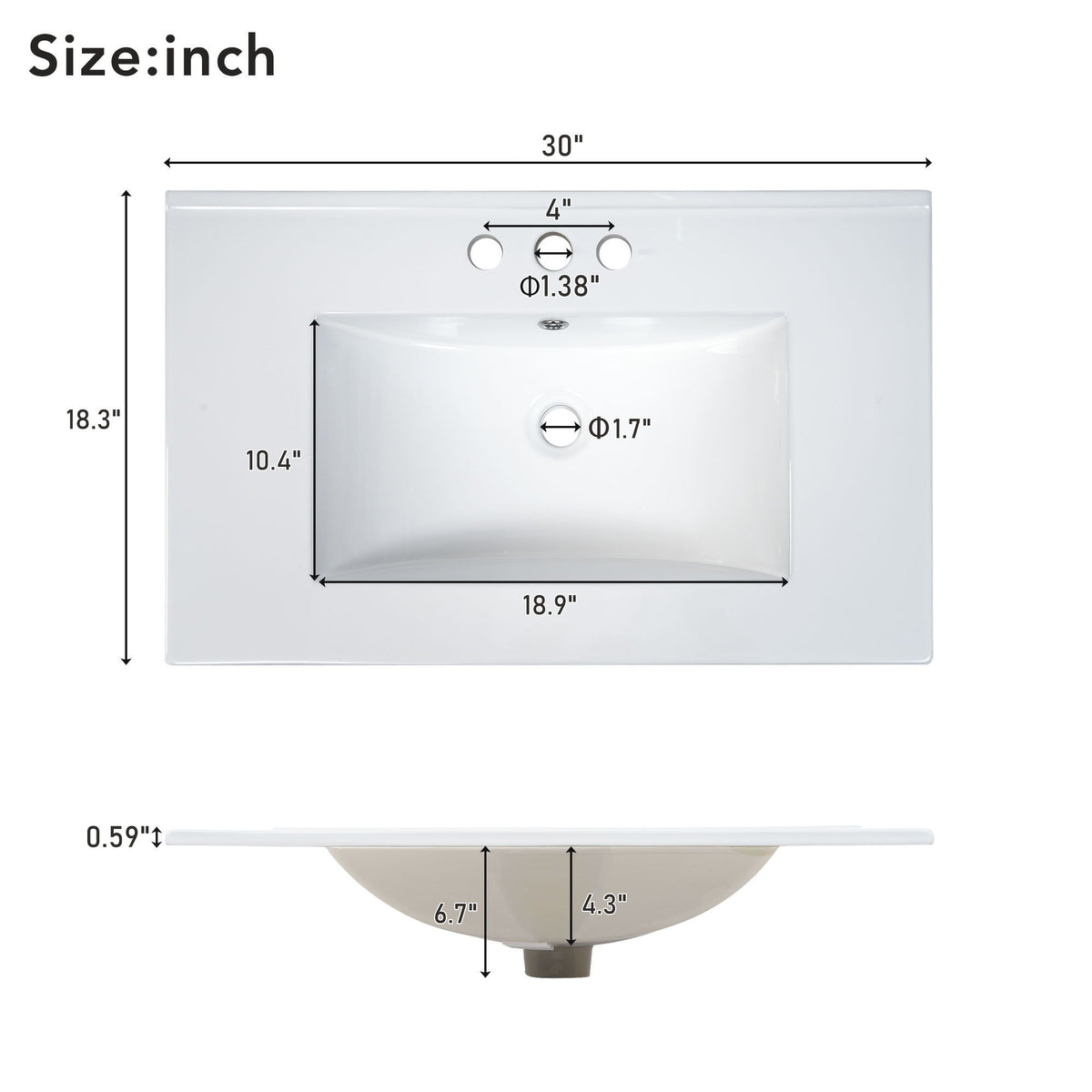 Bathroom Vanity & Tall Storage Cabinet Set With Doors, Adjustable Shelves, Soft Close Hinges, Sink