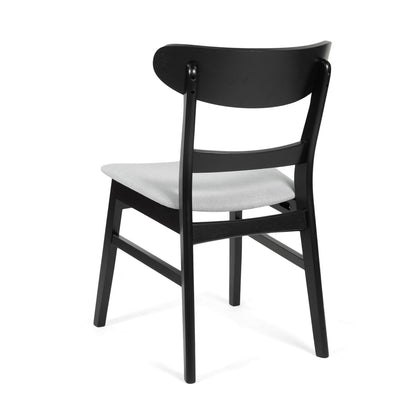 5 Piece Dining Set With 1 Table And 4 Upholstered Chairs - Black / Light Gray
