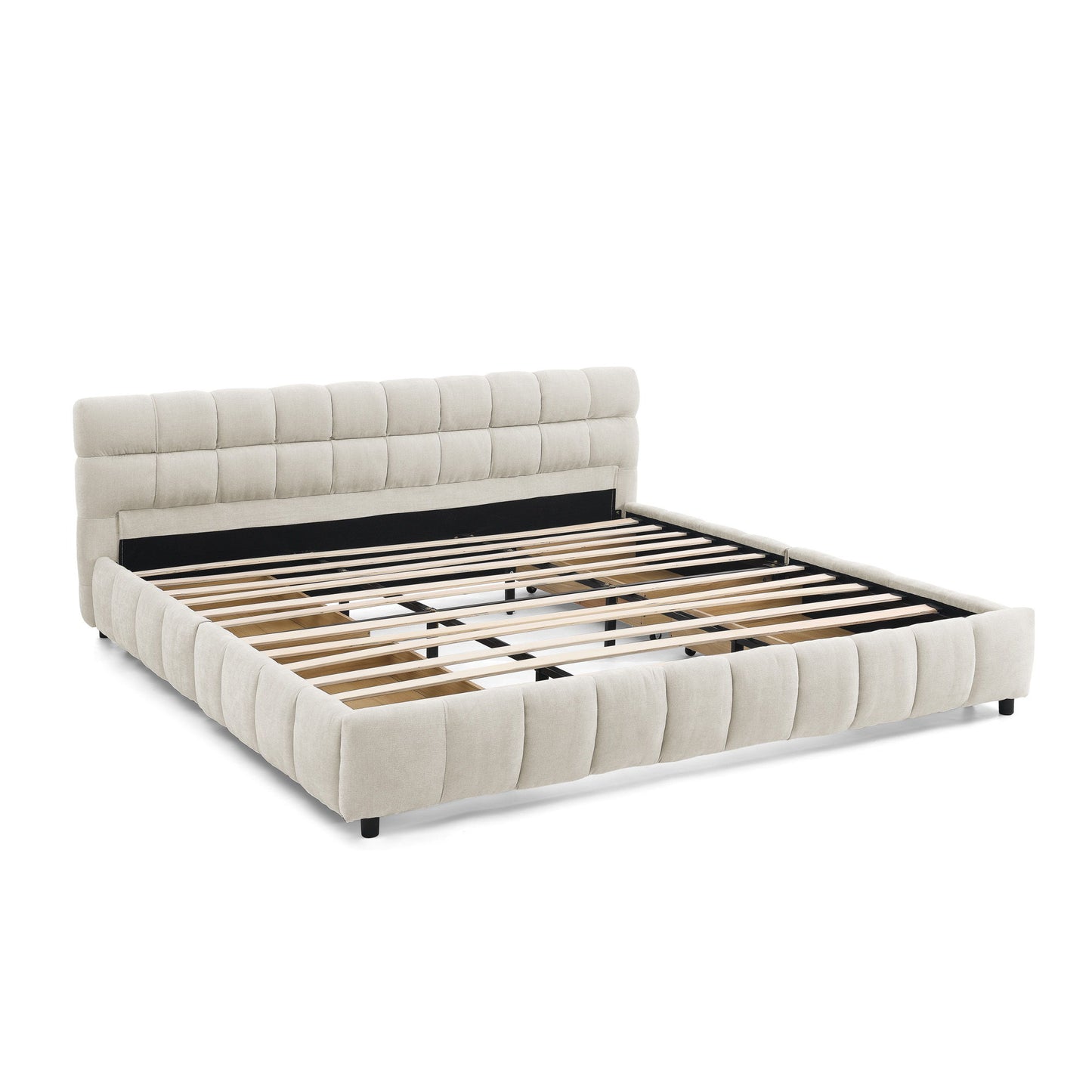 Modern Platform Bed Frame With Thick Fabric