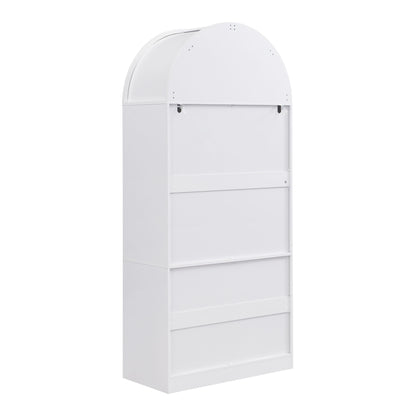 Tall Arched Top Storage Cabinet With 5 Tier Shelves, Soft Close Hinges
