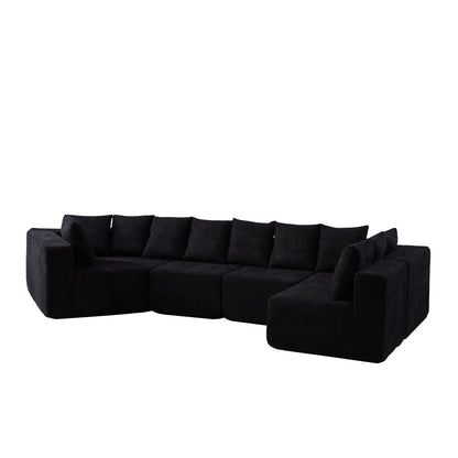 L - Shaped Modular Sofa With Deep Seat And 11 Pillows