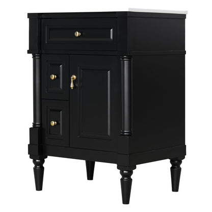 Freestanding Bathroom Vanity With Sink, Adjustable Shelf & Flip Drawer