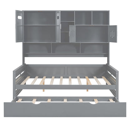 Daybed With All-In-One Cabinet And Shelf