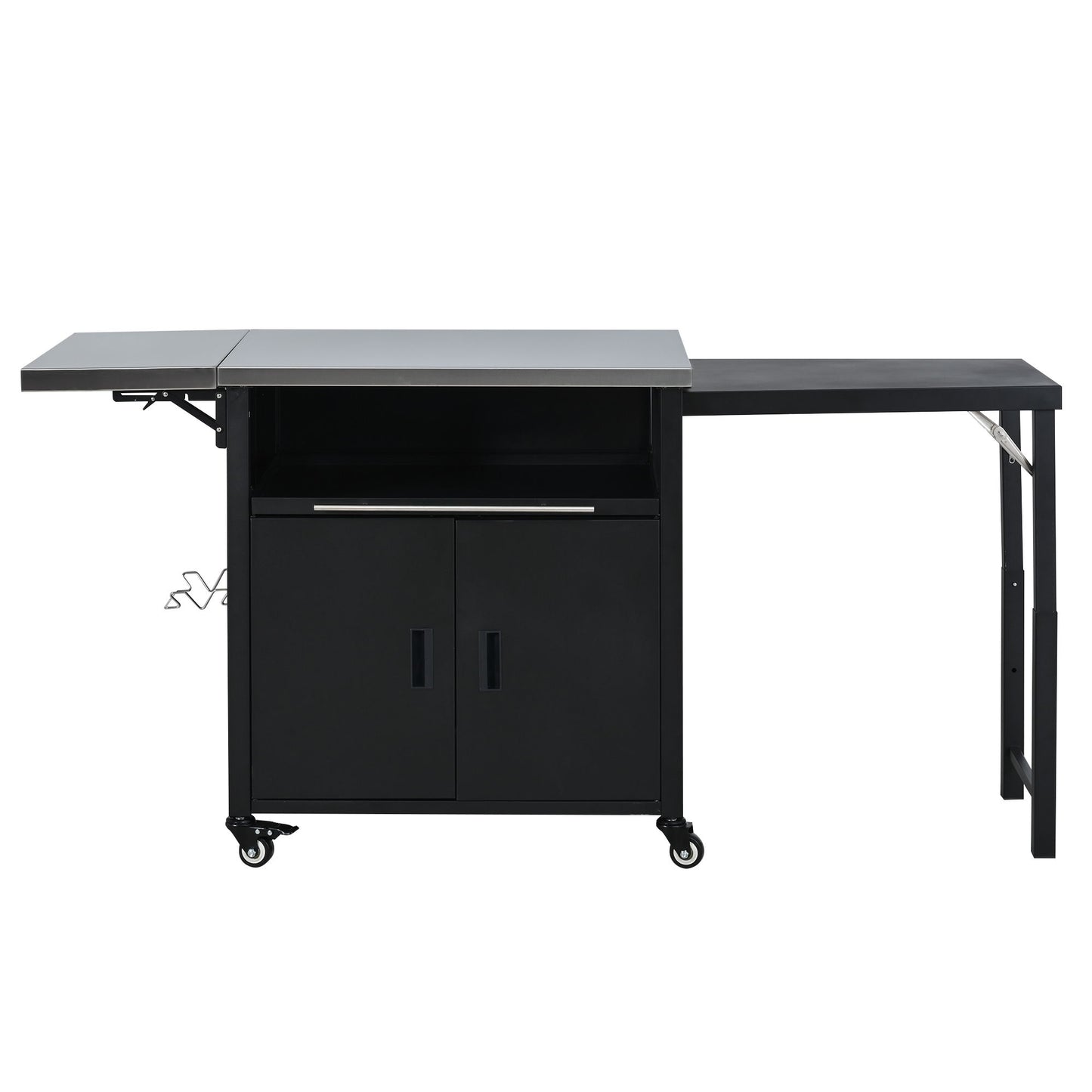 Foldable Outdoor Prep Station BBQ Cart With Trash Rack