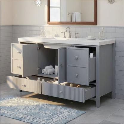 Bathroom Vanity With Separate Sink, Soft Close Doors And 4 Drawers