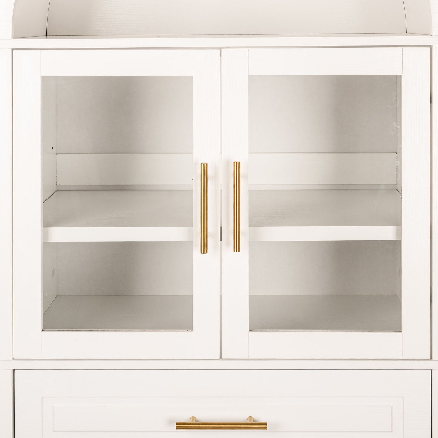 Arched Kitchen Pantry Cabinet With Adjustable Shelves & Barn Door Design