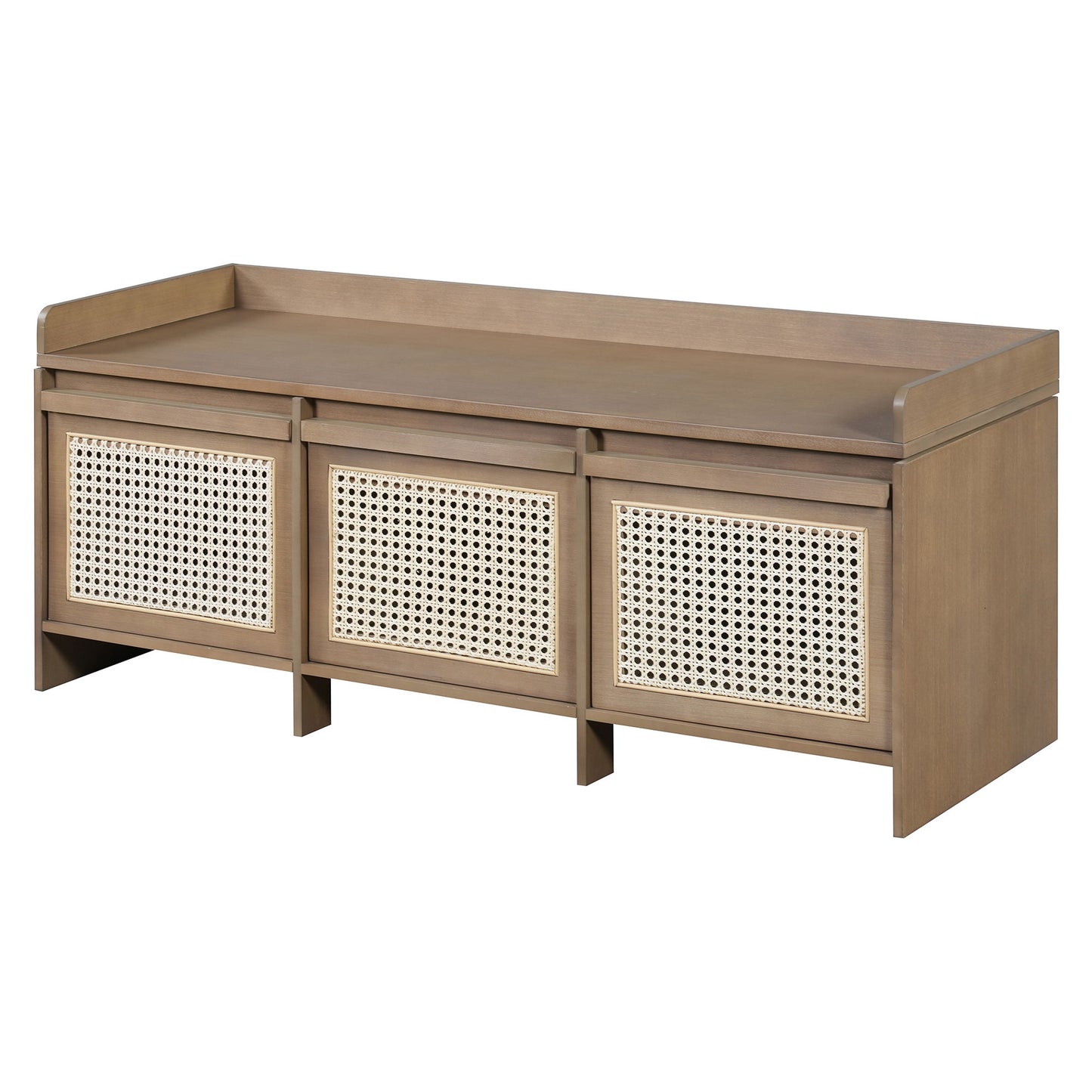 Entryway Shoe Bench With Drawers & Button Tufted Cushion