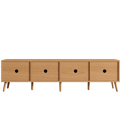 TV Stand With Storage & Cable Holes - Natural Wood