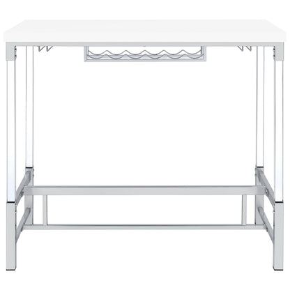 Tonneson - Bar Table With Trestle Base And Wine Storage - White