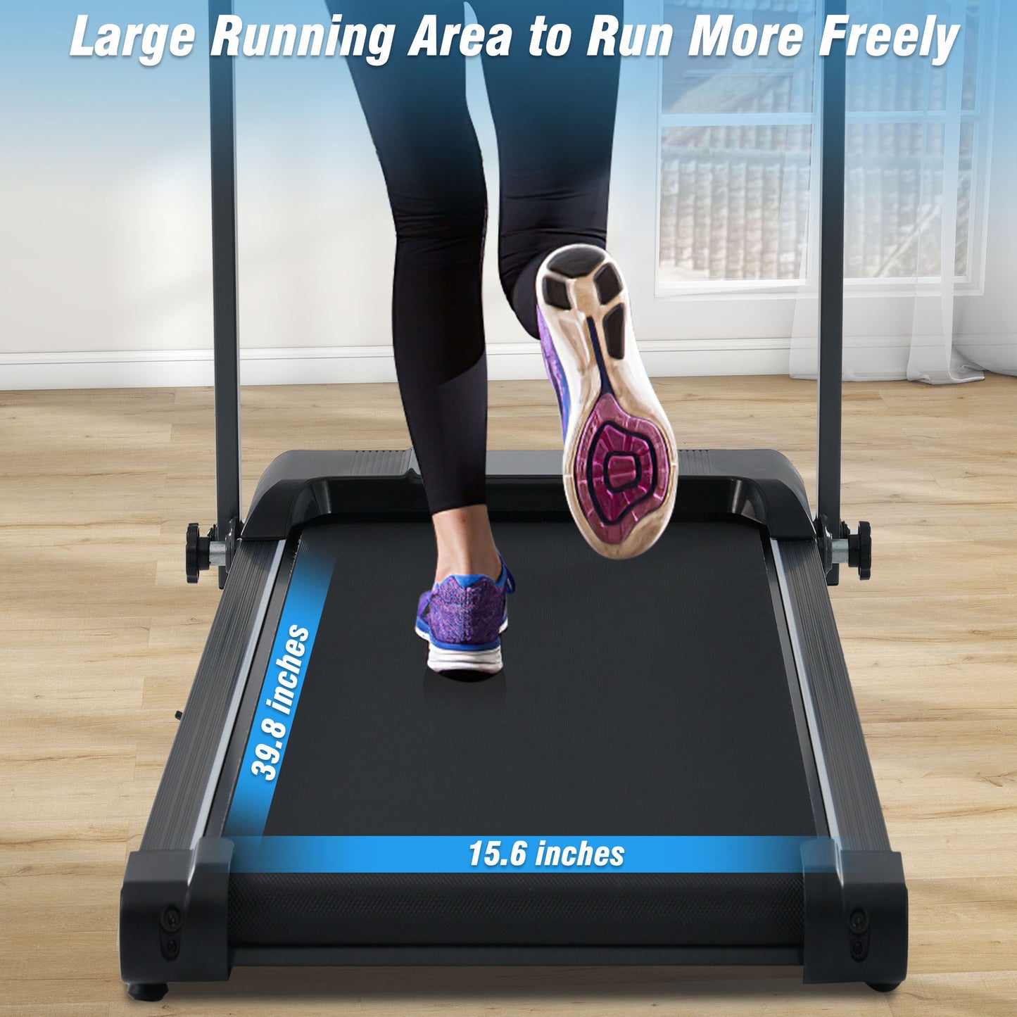 Folding Walking Pad Treadmill For Home With Incline 0.5 7.5Mph - Black